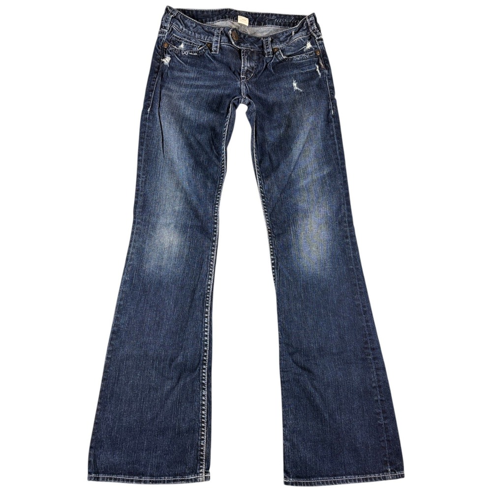 Silver Jeans Tuesday Bootcut Jeans Women 28x33 Blue Good Distressed Y2K Low Rise